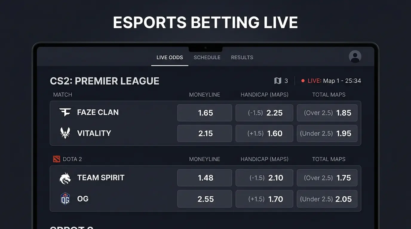 Видове залагателни пазари при eSports — хендикап, победител в картата, round betting